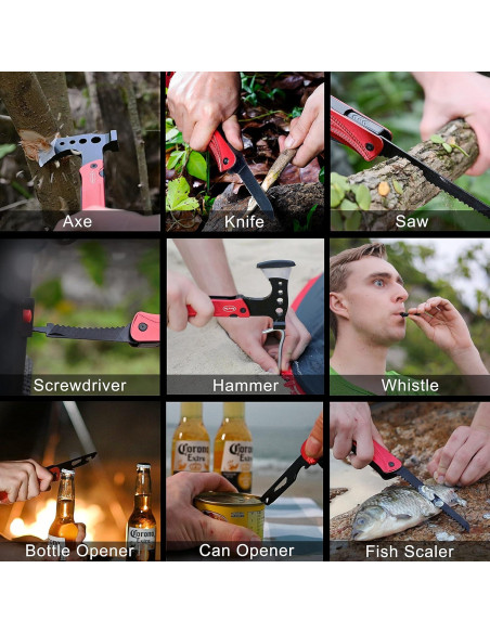 Hacha Multiherramienta RoverTac 14-en-1 para Camping y Supervivencia