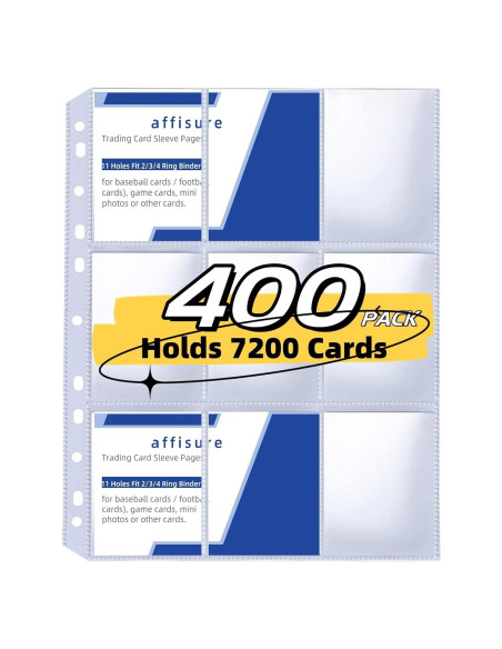 Paquete de 400 Fundas para Tarjetas Affisure 9 Bolsillos Paquete de 400 Fundas para Tarjetas Affisure 9 Bolsillos