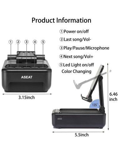 Soporte para Teléfono con Altavoz Bluetooth ASEAT F19 LED