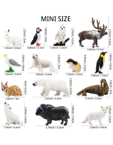 Toymany 14PCS Figuras Mini Animales Árticos Juguetes Educativos