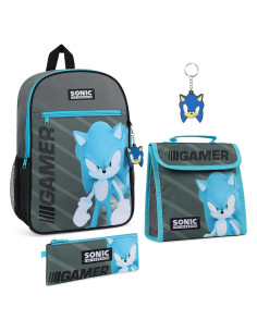 Mochila Escolar Sonic The Hedgehog 4 Piezas Niños
