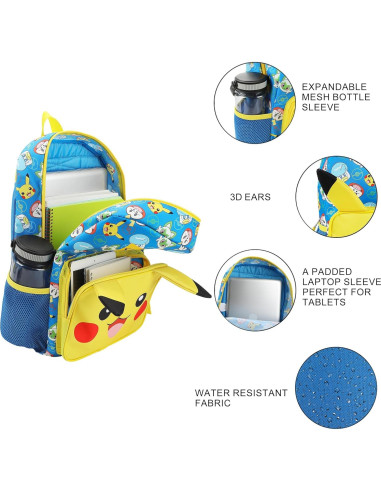 Mochila y Estuche Pikachu Bioworld 2 Piezas 40 cm para Niños