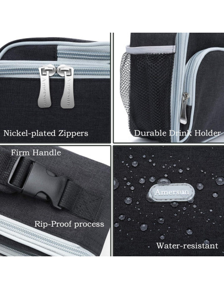 Caja de Almuerzo Aislada Amersun para Niños 4L Negra