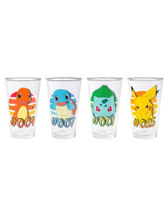 Conjunto de 4 Vasos de Vidrio Pokemon Silver Buffalo 0.47L