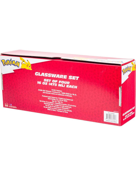 Conjunto de 4 Vasos de Vidrio Pokemon Silver Buffalo 0.47L Conjunto de 4 Vasos de Vidrio Pokemon Silver Buffalo 0.47L