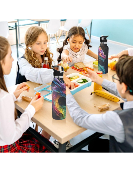 Botella de Agua Inoxidable Aislante ALAZA 600ml con Pajita Botella de Agua Inoxidable Aislante ALAZA 600ml con Pajita