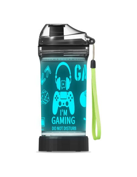 Botella de Agua OkiyiD 14 oz con Luz LED 3D para Niños