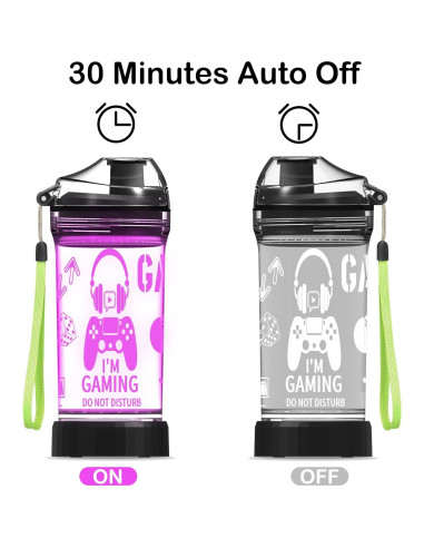 Botella de Agua OkiyiD 14 oz con Luz LED 3D para Niños