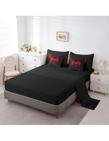 Conjunto de Edredón Gamer Feelyou 7 Pzs Individual Negro