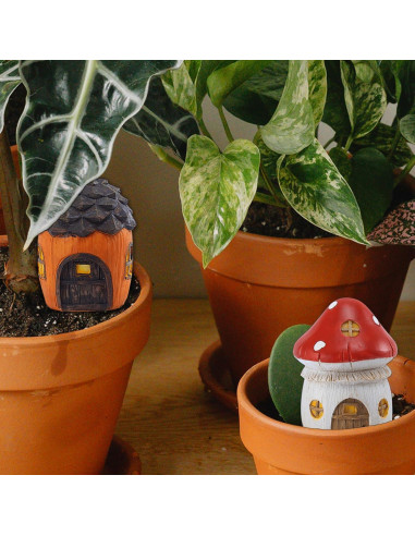 4 Casas de Hadas Miniatura POPKER - Decoración Jardín 5.46cm