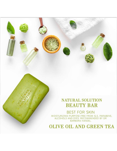 Barra de Jabón Natural Solution Aceite de Oliva y Té Verde 6 Unidades