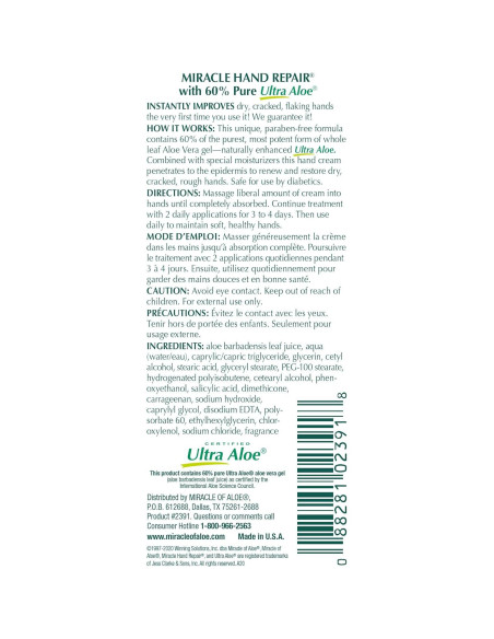 Crema Reparadora para Manos Milagro de Aloe 1 oz - Hidratante