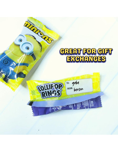 Anillos Lollipop Minions - 18 Caramelos Individuales Sabores Fruta