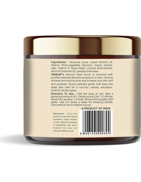 Exfoliante Corporal Orgánico Unisaif Avena y Almendra 100g Exfoliante Corporal Orgánico Unisaif Avena y Almendra 100g