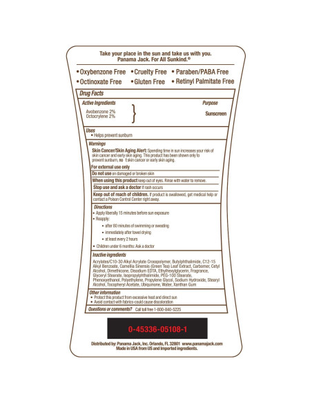 Lociones bronceadoras Panama Jack SPF 4 y 8 - 177 mL