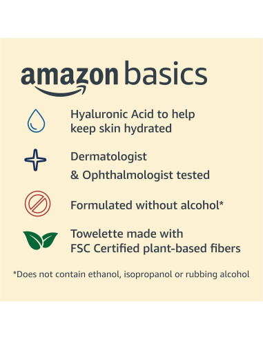 Toallitas Desmaquillantes Amazon Basics 25 Unidades x 6 Paquetes