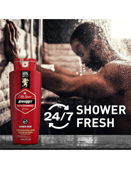 Gel de Ducha Old Spice Swagger 2x24 oz Aroma Madera de Cedro