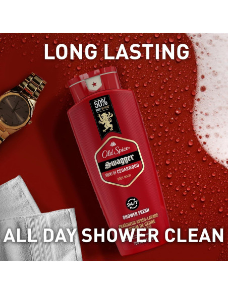 Gel de Ducha Old Spice Swagger 2x24 oz Aroma Madera de Cedro