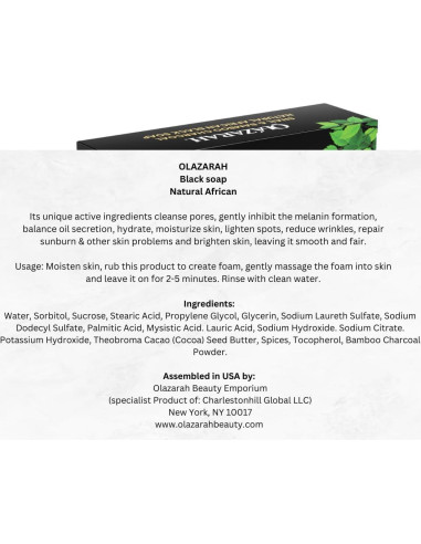 Jabón Negro Africano Natural Olazarah 113 g Hidratante Vegano