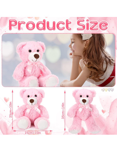 Ositos de Peluche Aoriher 6 Piezas Rosa 35 cm Suaves