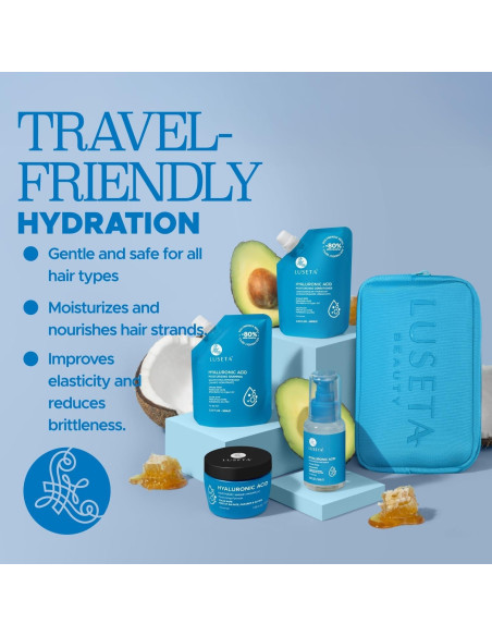 Kit de Hidratación Capilar Luseta 4 Piezas Ácido Hialurónico