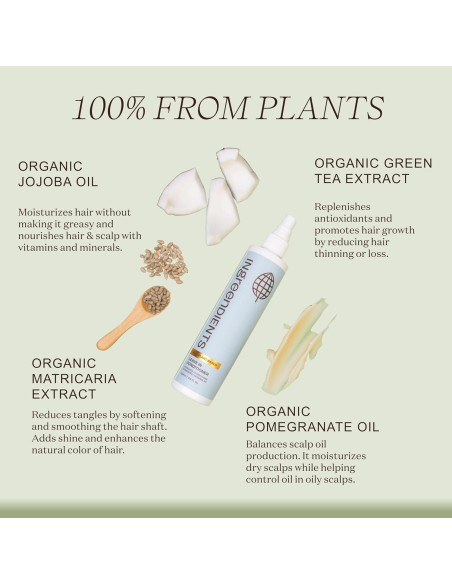 Desenredante y Acondicionador Sin Enjuague Ingreendients 284 ml - Orgánico, Sin Sulfatos, Vegano