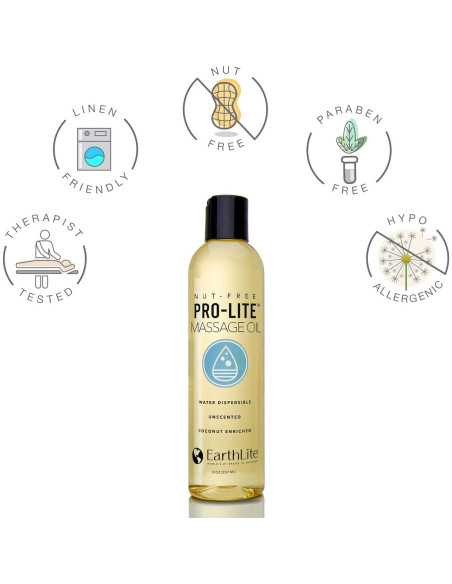 Aceite de Masaje EarthLite Pro-Lite 8oz - Sin Nueces, Hipoalergénico