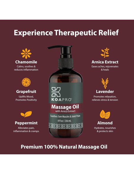 Aceite de Masaje KOAPRO 236.6 ml - Alivio Dolor Árnica y Lavanda Aceite de Masaje KOAPRO 236.6 ml - Alivio Dolor Árnica y Lavanda