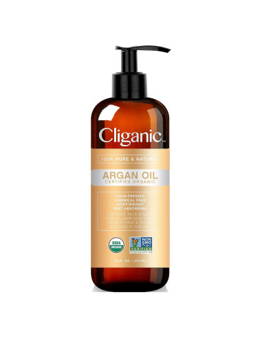 Aceite de Argán Orgánico Cliganic 473ml 100% Puro para Cabello y Piel