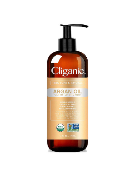 Aceite de Argán Orgánico Cliganic 473ml 100% Puro para Cabello y Piel