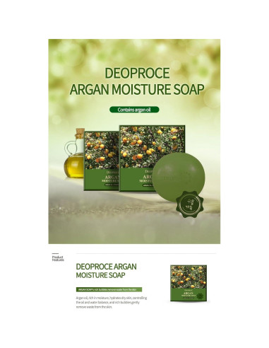Jabón Hidratante Deoproce Argan 100g - Cuidado Piel Coreano