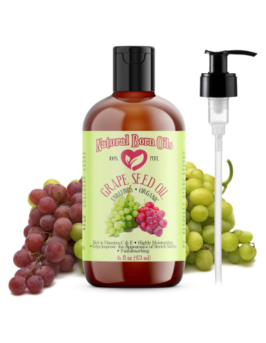 Aceite de Semilla de Uva Natural Born Oils 473ml Orgánico Prensado en Frío