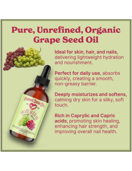 Aceite de Semilla de Uva Natural Born Oils 473ml Orgánico Prensado en Frío