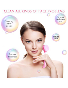 3 Cepillos Faciales Limpiadores Patelai Rosa Exfoliadores Suaves 2