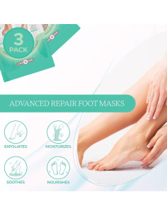 Mascarillas para Pies Repair Beauty - Hidratación Menta y Árbol de Té - 3 Pares 2