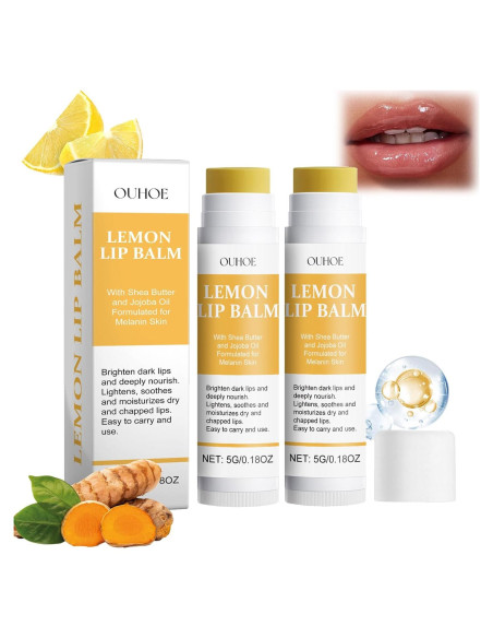 Bálsamo Labial Hidratante YJLYQF Limón y Cúrcuma 2 Pcs