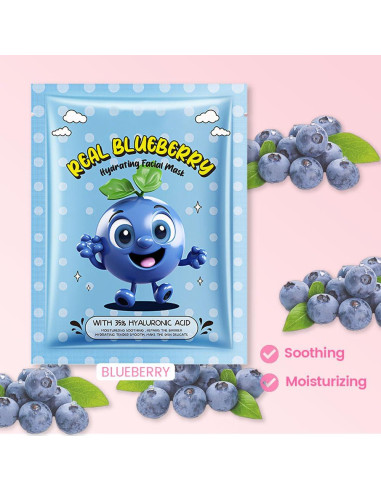 Mascarillas Faciales Hidratantes DIARIO DE AMY 8 Pcs Arándano