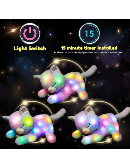 Peluche Gato Mamá Hopearl con 3 Gatitos Iluminados 45.72 cm Peluche Gato Mamá Hopearl con 3 Gatitos Iluminados 45.72 cm