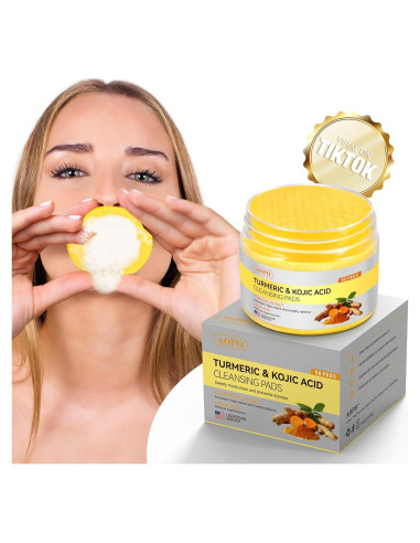 Almohadillas de Limpieza Facial AOPO con Ácido Kójico y Cúrcuma - 50 Pcs
