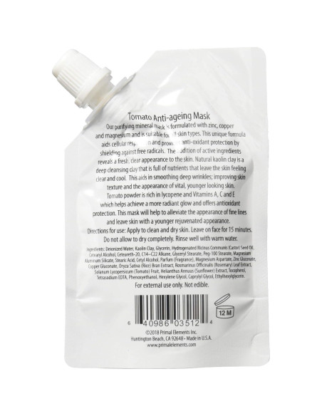 Mascarilla Facial Primal Elements 33.4g Tomate Antienvejecimiento Mascarilla Facial Primal Elements 33.4g Tomate Antienvejecimiento