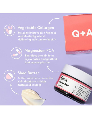 Crema Facial de Colágeno Vegetariana Q+A 53 ml - Hidratante