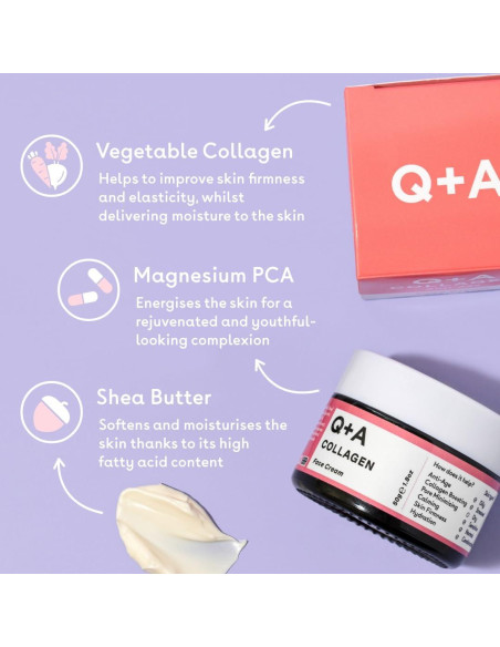 Crema Facial de Colágeno Vegetariana Q+A 53 ml - Hidratante