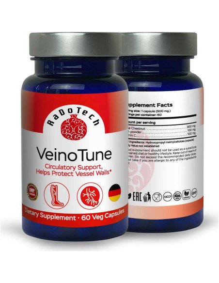 VeinoTune Tratamiento Venas Varicosas 300 mg 60 Tabletas