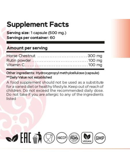 VeinoTune Tratamiento Venas Varicosas 300 mg 60 Tabletas