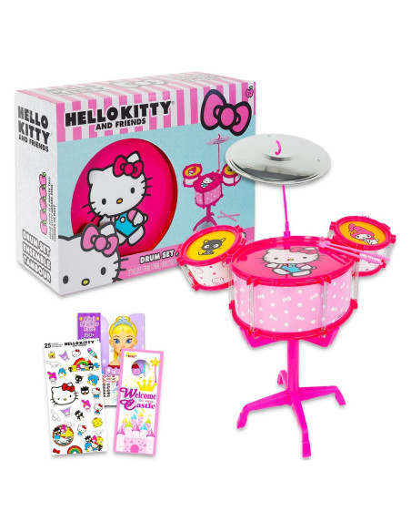 Juego de Batería de Juguete Hello Kitty para Niñas - 3 Tambores