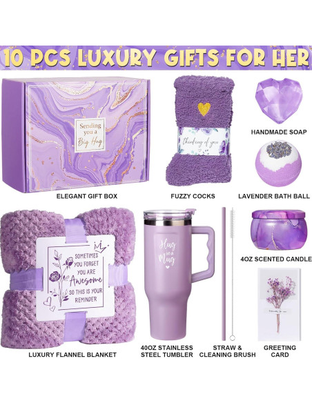 Canasta de Regalos de Spa Qinline para Mujeres - Lavanda Canasta de Regalos de Spa Qinline para Mujeres - Lavanda