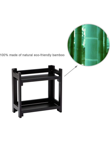Organizador de Maquillaje GOBAM de Bambú Negro 2 Niveles