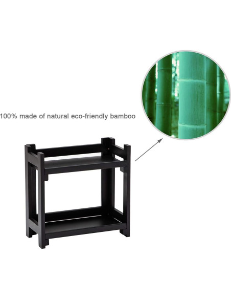 Organizador de Maquillaje GOBAM de Bambú Negro 2 Niveles