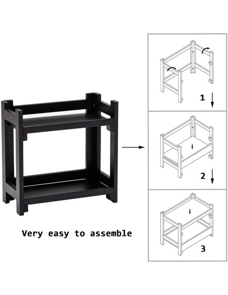 Organizador de Maquillaje GOBAM de Bambú Negro 2 Niveles