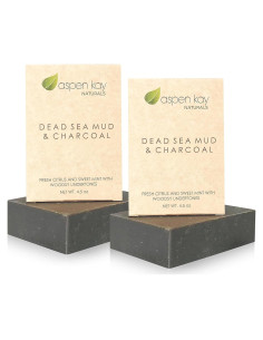 Jabones Aspen Kay Naturals 2 Piezas Barro del Mar Muerto y Carbón